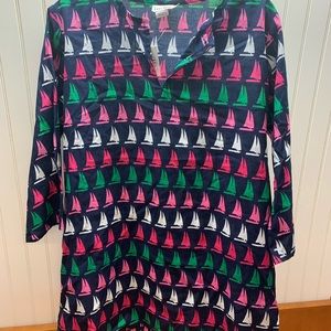 Lexi York womens medium beach cover up / tunic blouse. Navy blue.